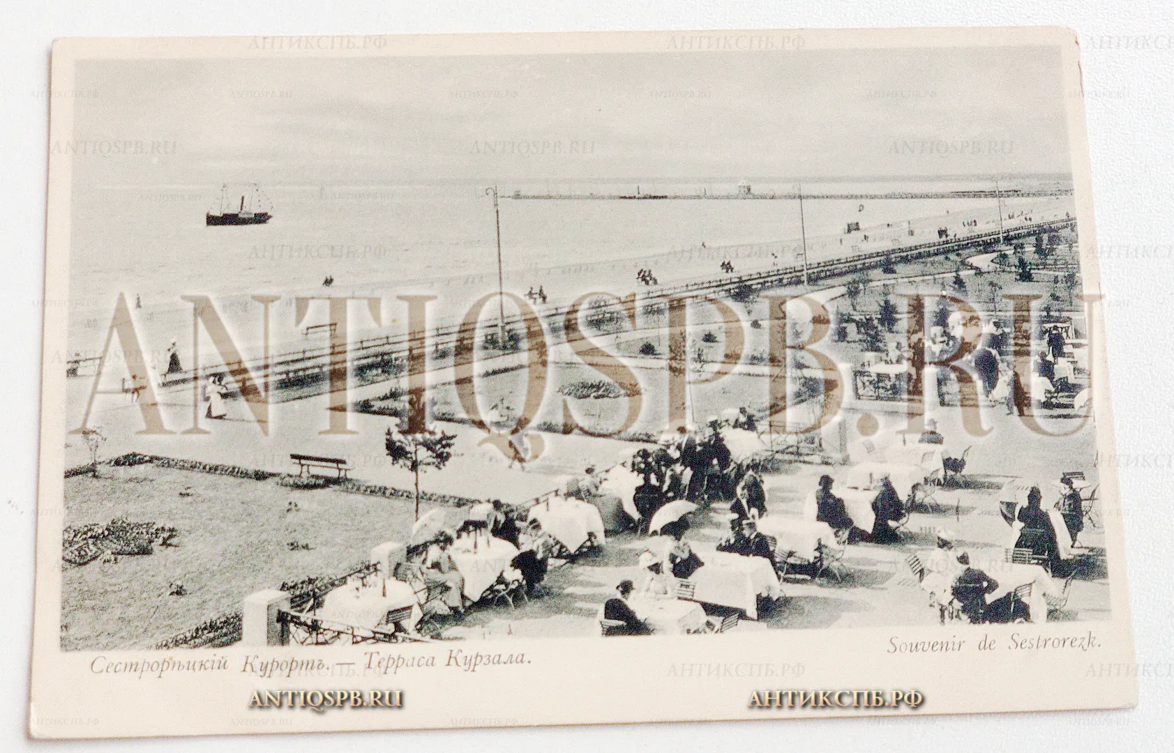 Открытка старинная. Открытое письмо. Carte Postale. Чистая. "Сестрорецкий курорт Терраса Курзала Souvenir de Sestrorezk". Т-во Голике и Вильборг. Всемирный почтовый союз. Россия. Нач. ХХ века. №5067